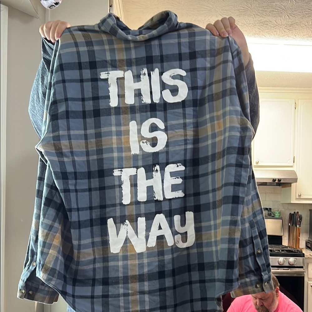 Star Wars Cake Worthy Plaid Shirt - Blue and Gray, The Mandalorian and Grogu